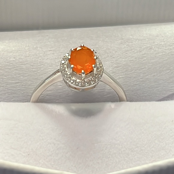 Oval Natural Fire opal and Zircon - Picture 2 of 3
